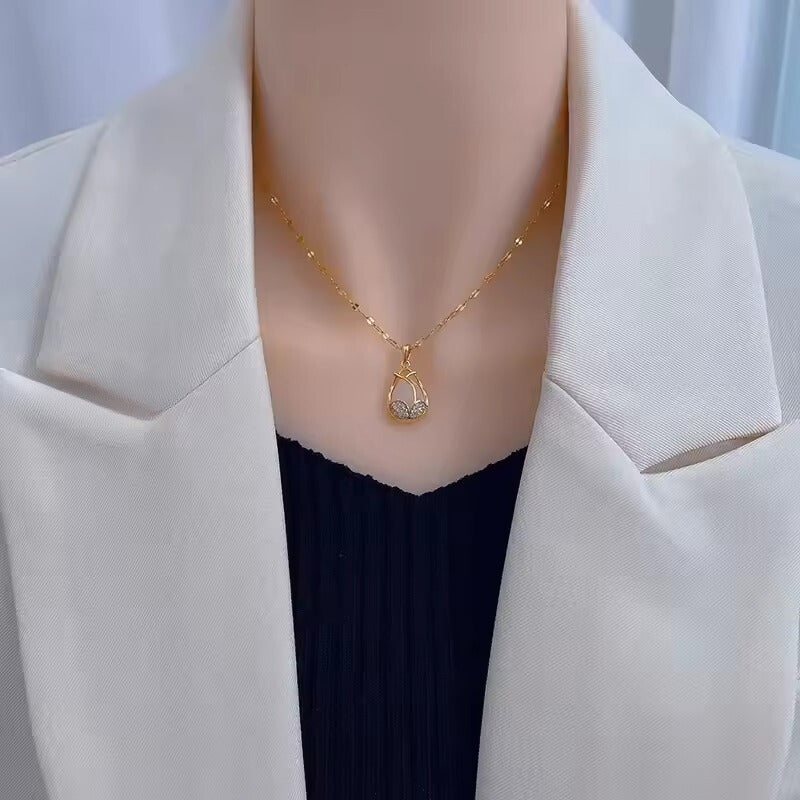 The Tulip Blossom Crystal Pendant Necklace in Opal & Amethyst Gold