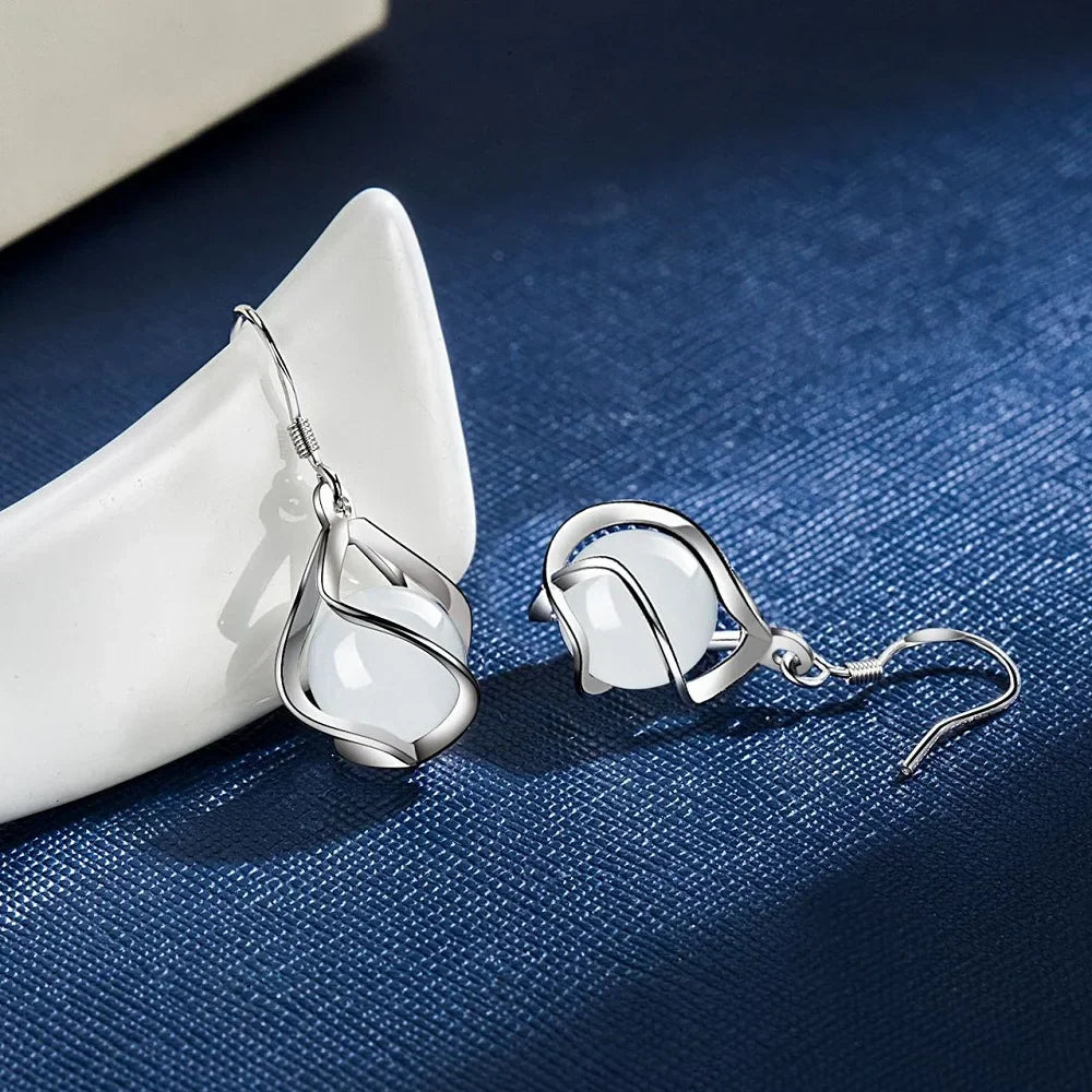 The Crystal Falls Zircon Drop Earrings in 925 Sterling Silver