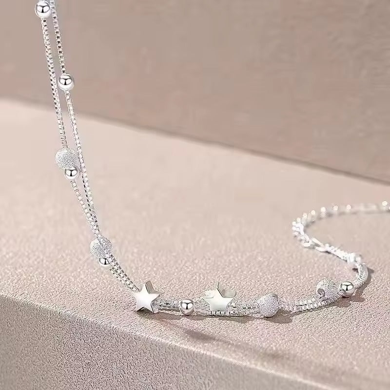 The Starlit Charm Star Beaded Bracelet in Sterling Silver