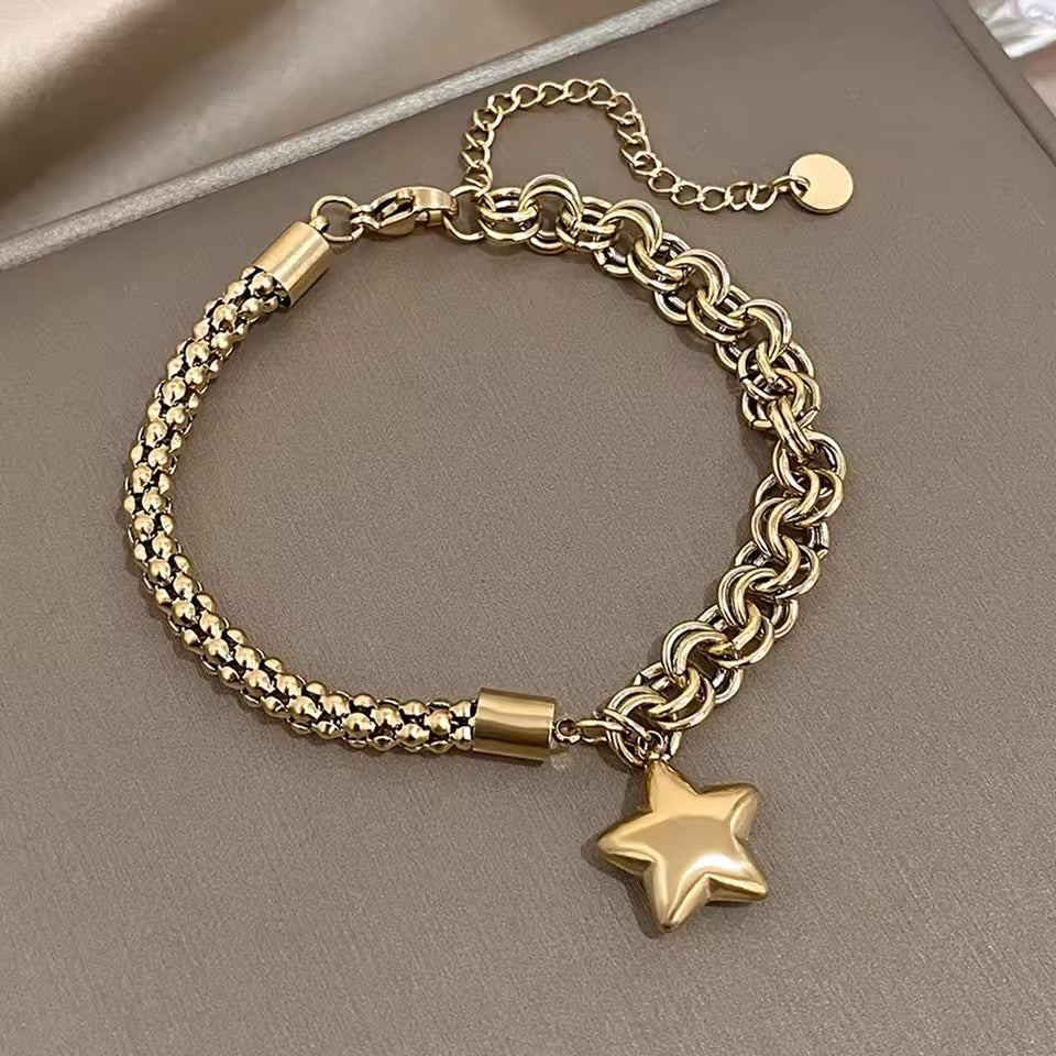The Luxe Layered Double Thick Chain Bracelet in Stainless Steel