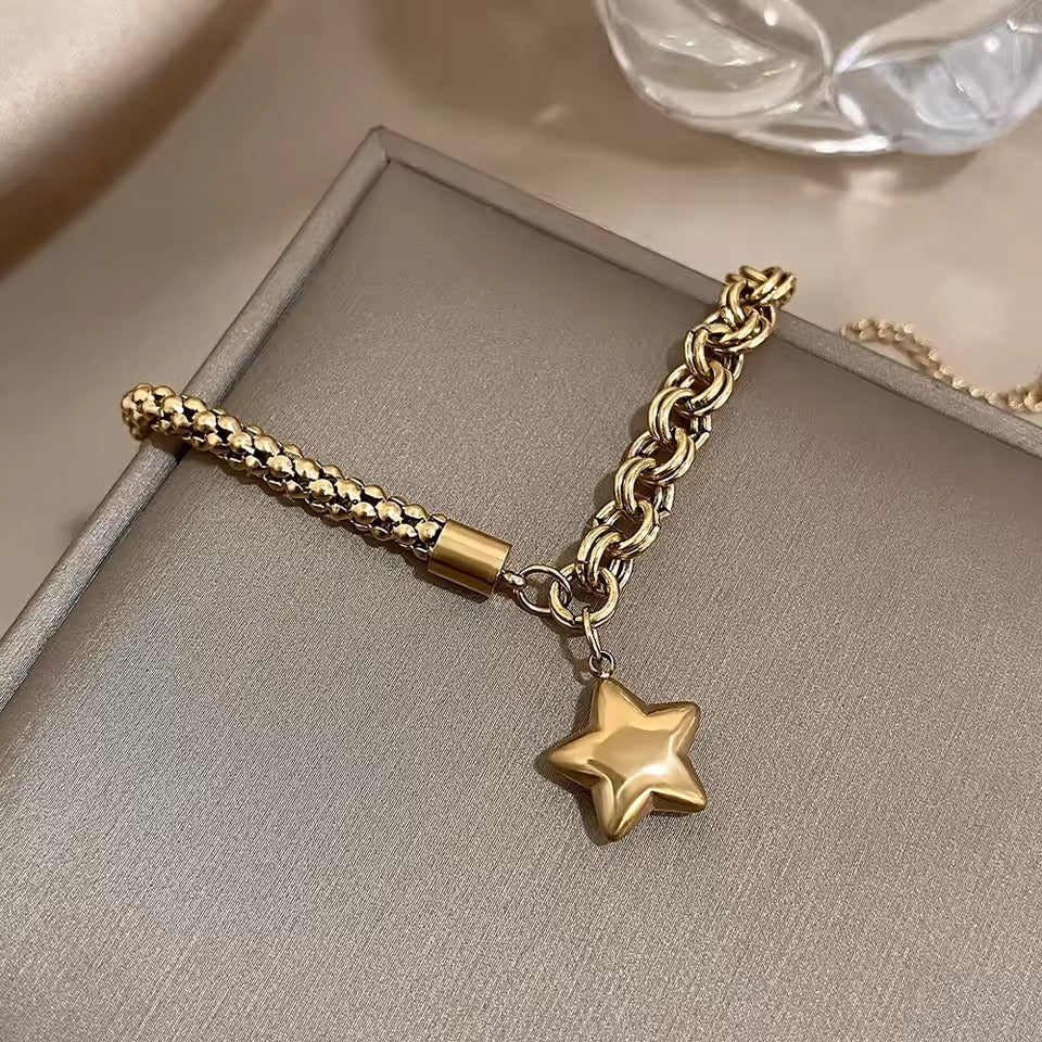 The Luxe Layered Double Thick Chain Bracelet in Stainless Steel