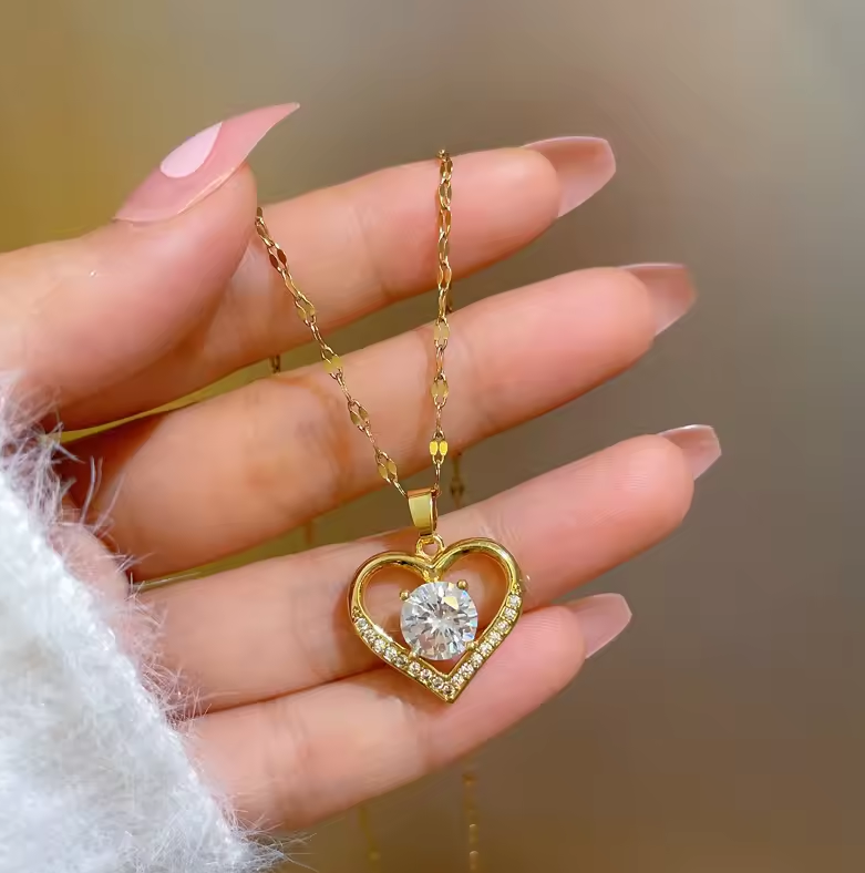 The Heart of Elegance Gem Pendant Necklace