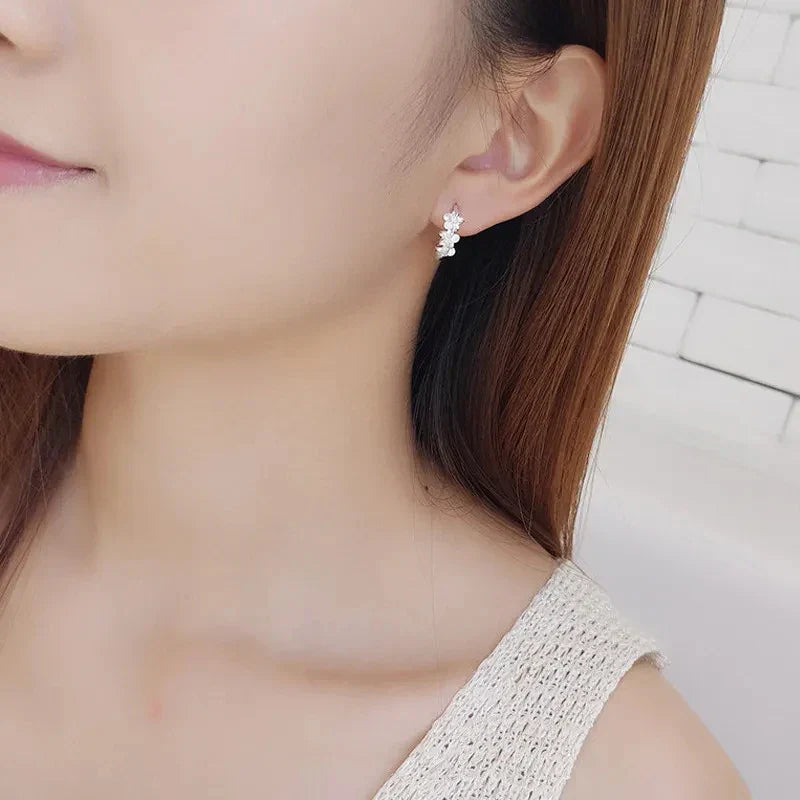 The Daisy Zirconia Flower Stud Earrings in 925 Sterling Silver