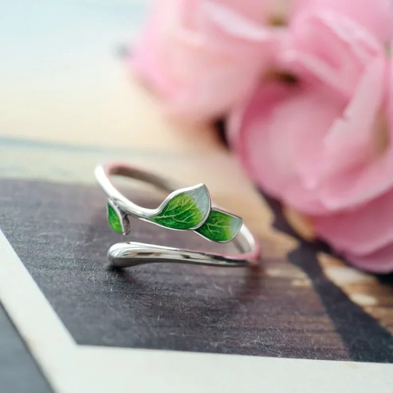 The Enchanted Green Leaf Wrap Ring