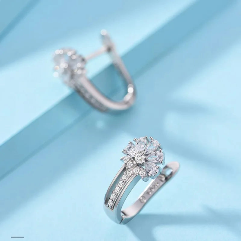 The Bloom Zirconia Flower Earrings in Sterling Silver