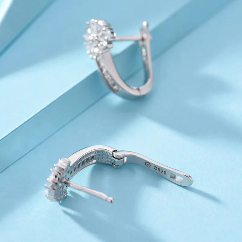 The Bloom Zirconia Flower Earrings in Sterling Silver