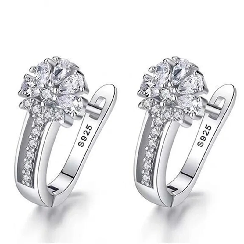 The Bloom Zirconia Flower Earrings in Sterling Silver