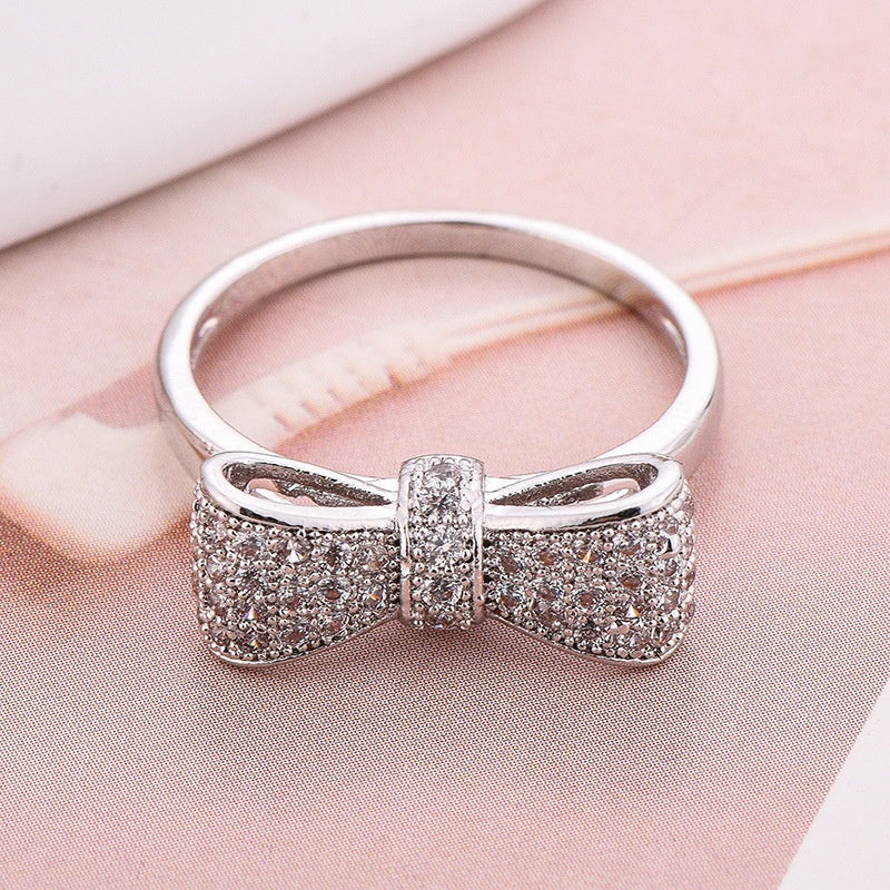 The Delysia Bowknot Crystal Wedding Engagement Ring