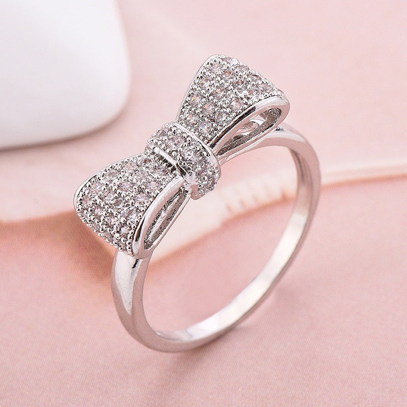 The Delysia Bowknot Crystal Wedding Engagement Ring