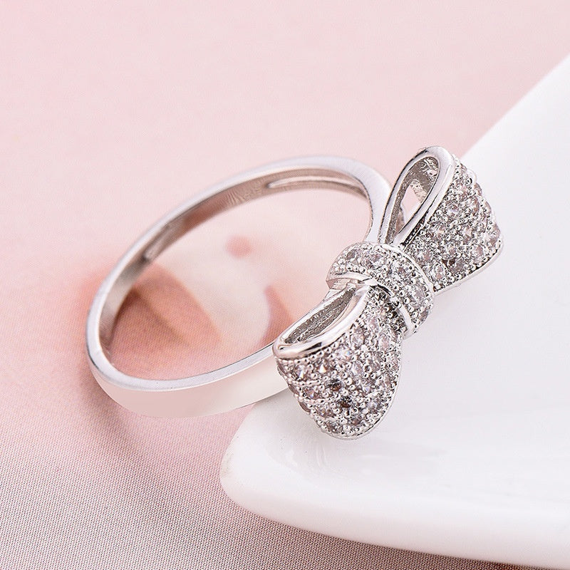 The Delysia Bowknot Crystal Wedding Engagement Ring