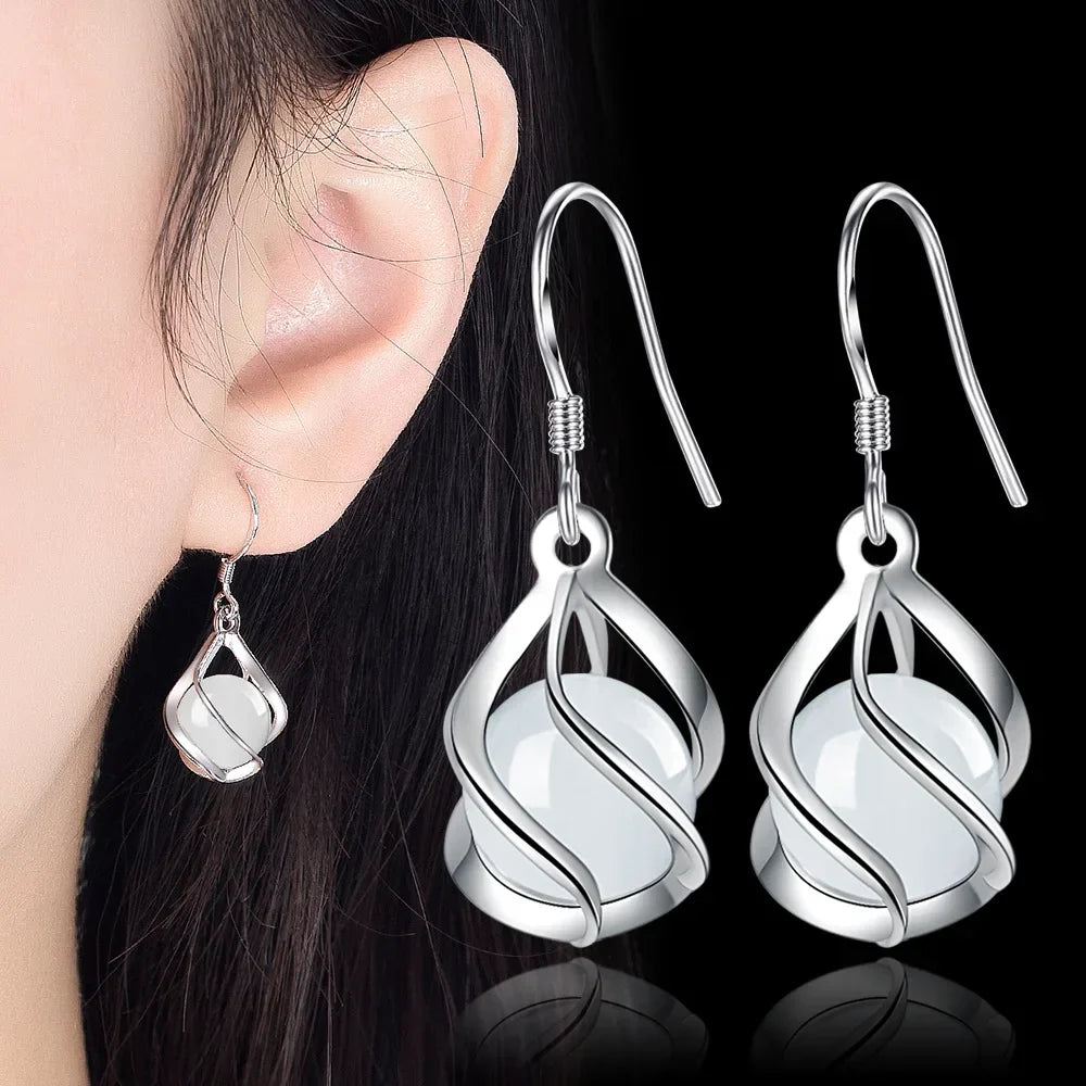 The Crystal Falls Zircon Drop Earrings in 925 Sterling Silver