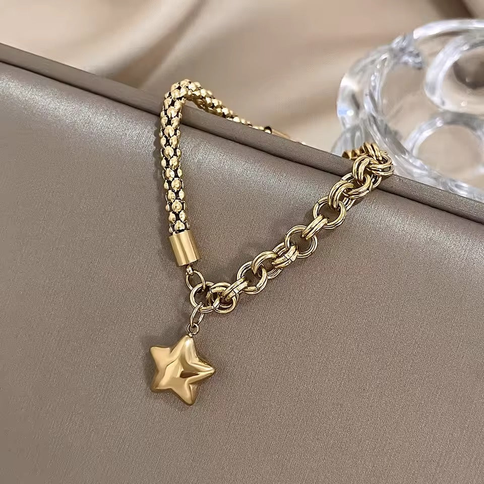 The Luxe Layered Double Thick Chain Bracelet in Stainless Steel