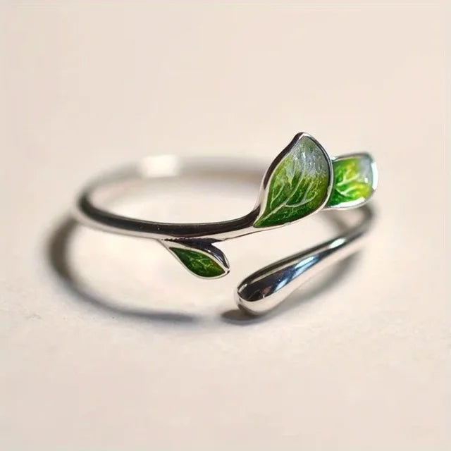 The Enchanted Green Leaf Wrap Ring