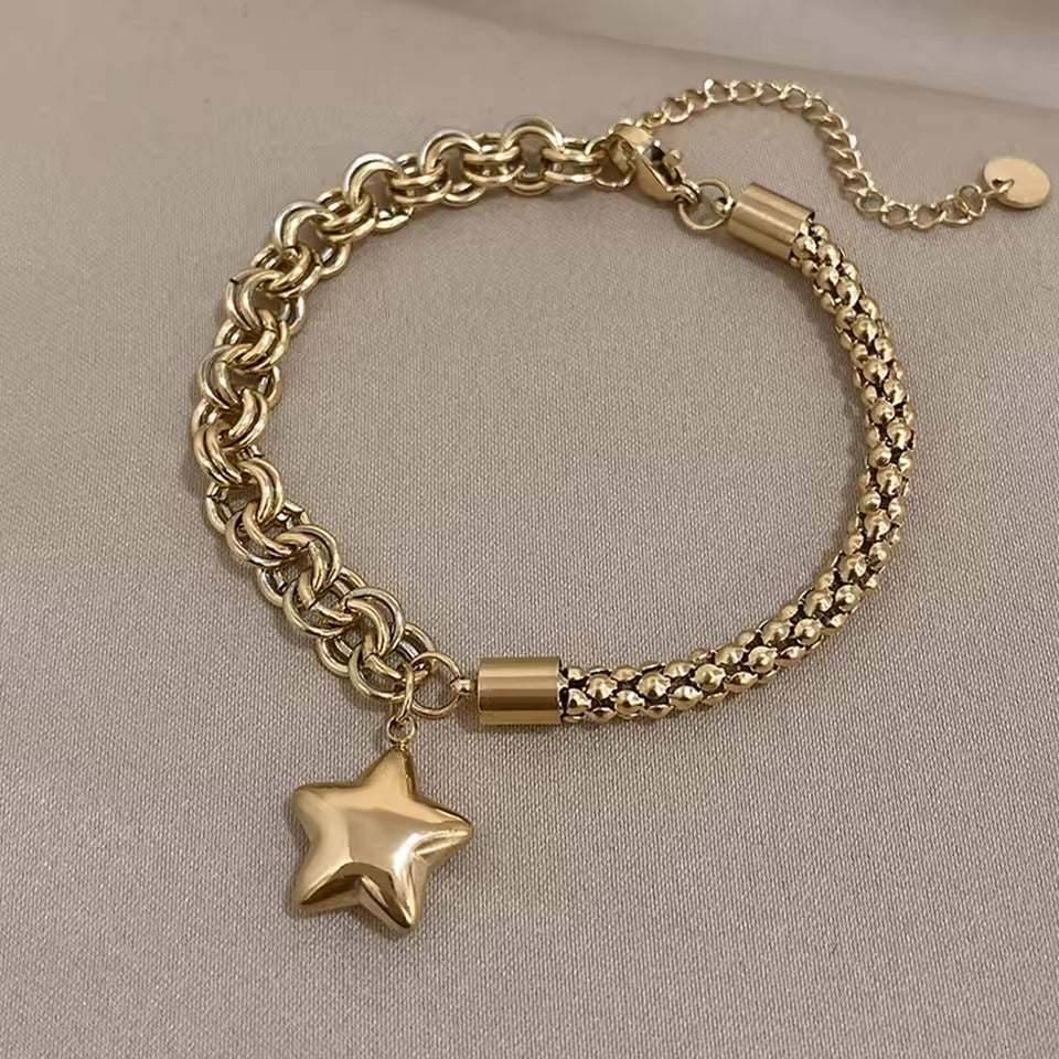 The Luxe Layered Double Thick Chain Bracelet in Stainless Steel