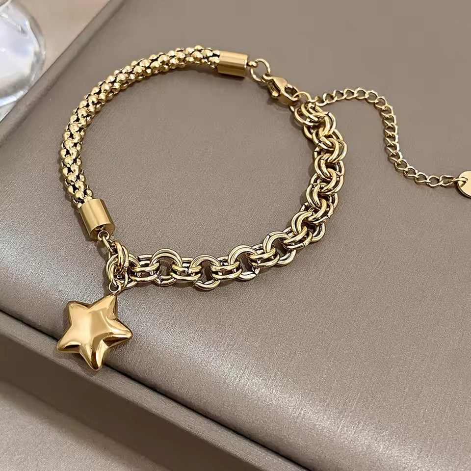 The Luxe Layered Double Thick Chain Bracelet in Stainless Steel