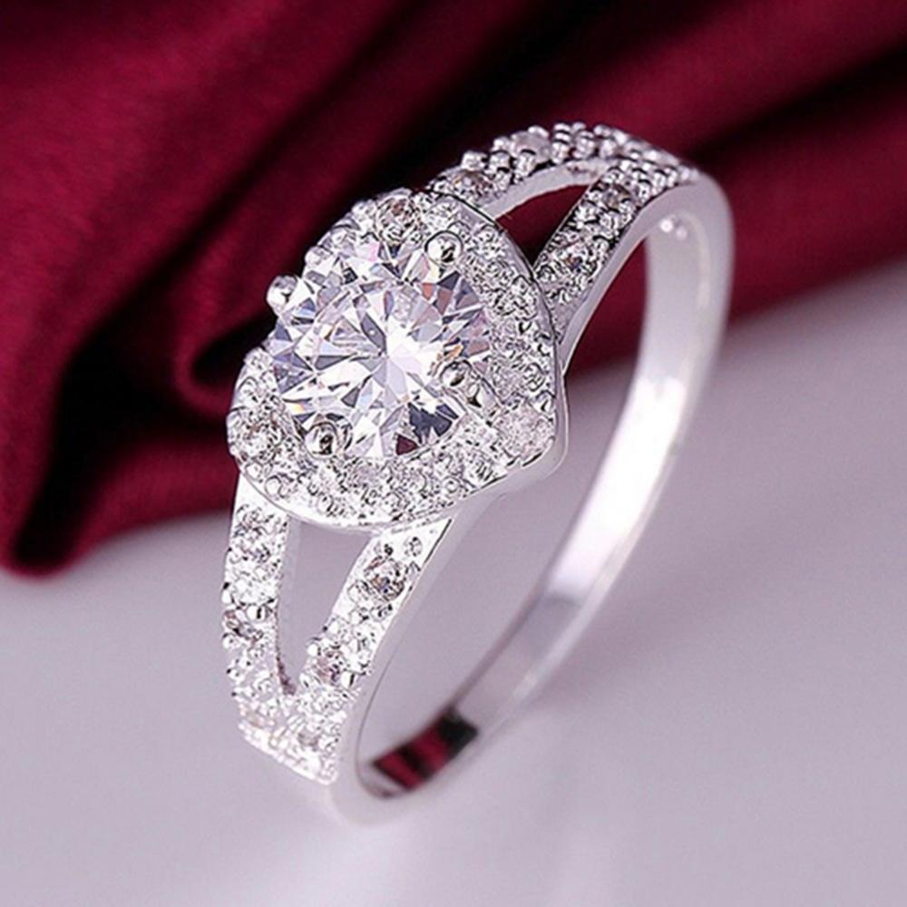 The Amour Crystal Love Heart Ring in 925 Sterling Silver