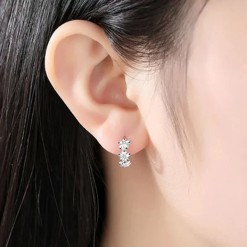 The Daisy Zirconia Flower Stud Earrings in 925 Sterling Silver